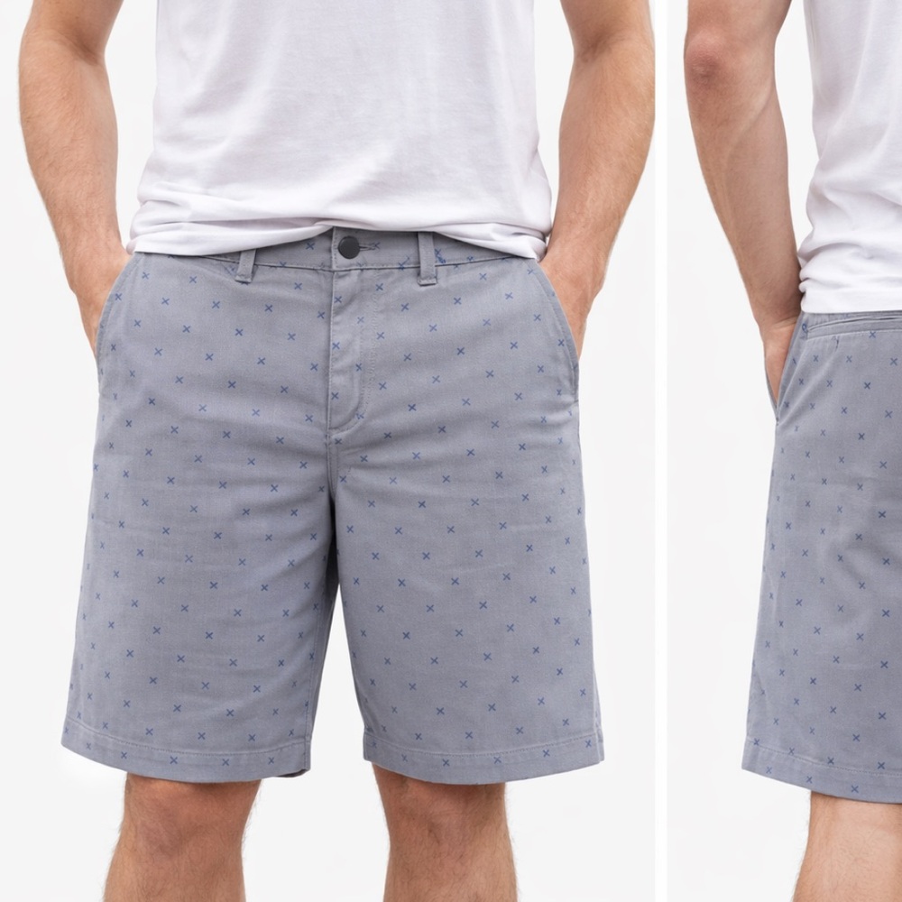 Lululemon Mens The Works Shorts Organic Cotton Blend Printed Grey 36